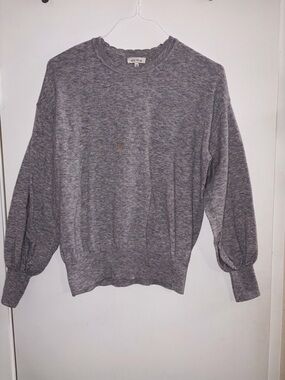 Ella Moss Gray Knit Sweater w/ Balloon Sleeves